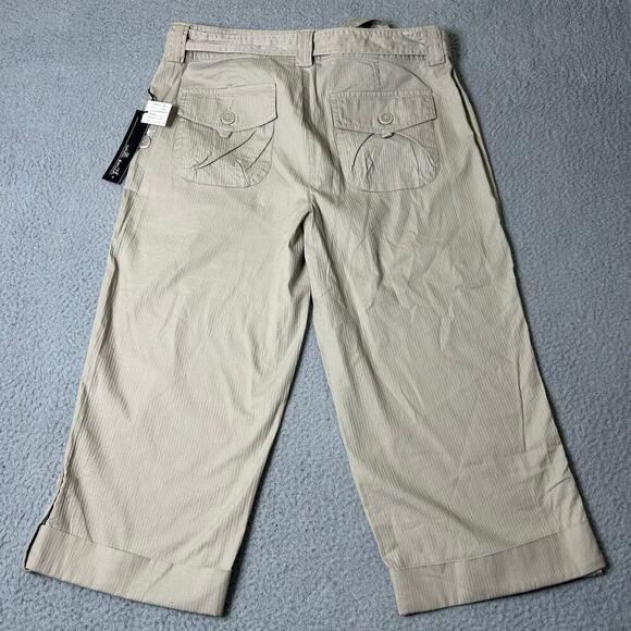 Willi Smith Pants Womens 8 Tan Tapered Capri Wide Leg Cotton Summer Vacation NEW - Picture 2 of 10